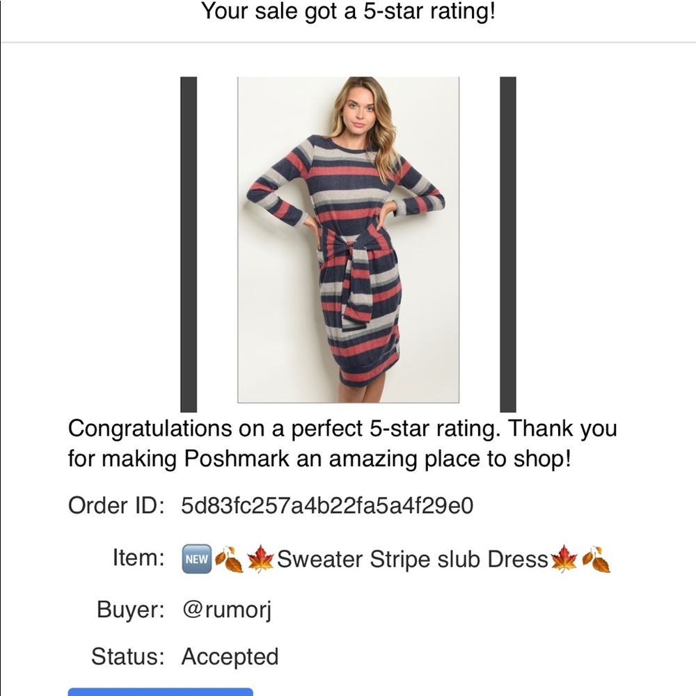 5⭐️ (Last one) Stripe Sweater Slub Dress - Picture 8 of 8